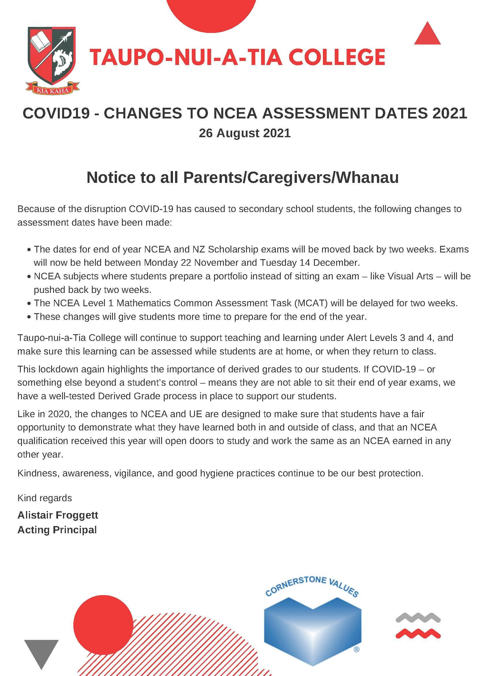 Covid 19   Changes To Ncea Assessment Dates 2021
