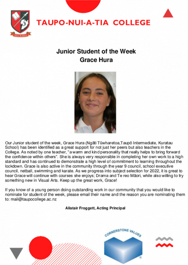 Grace Hura Student Of The Week