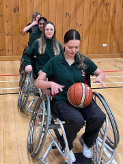 Wheelchair basketball challenges PE classes