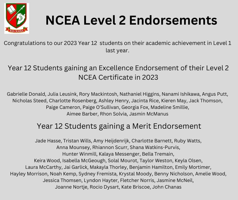 NCEA Level 2 Endorsements